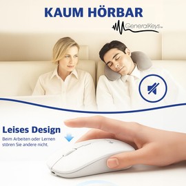 GeneralKeys 2er-Set Akku-Mini-Maus Bluetooth mit Scrollrad, BT 5.2, 2,4 GHz, USB
