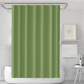 Shower Curtain Mould Proof 180x180cm,ECO Shower Curtain Solid Green PEVA Waterproof Heavy Duty Bathroom Curtains with 3 Magnets,12 Plastic Hooks Quick-Drying Washable Bath Shower Curtain Home Decor