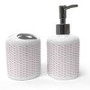 Ambesonne Flamingo Soap Dispenser & Toothbrush Holder Set, Minimal Pattern