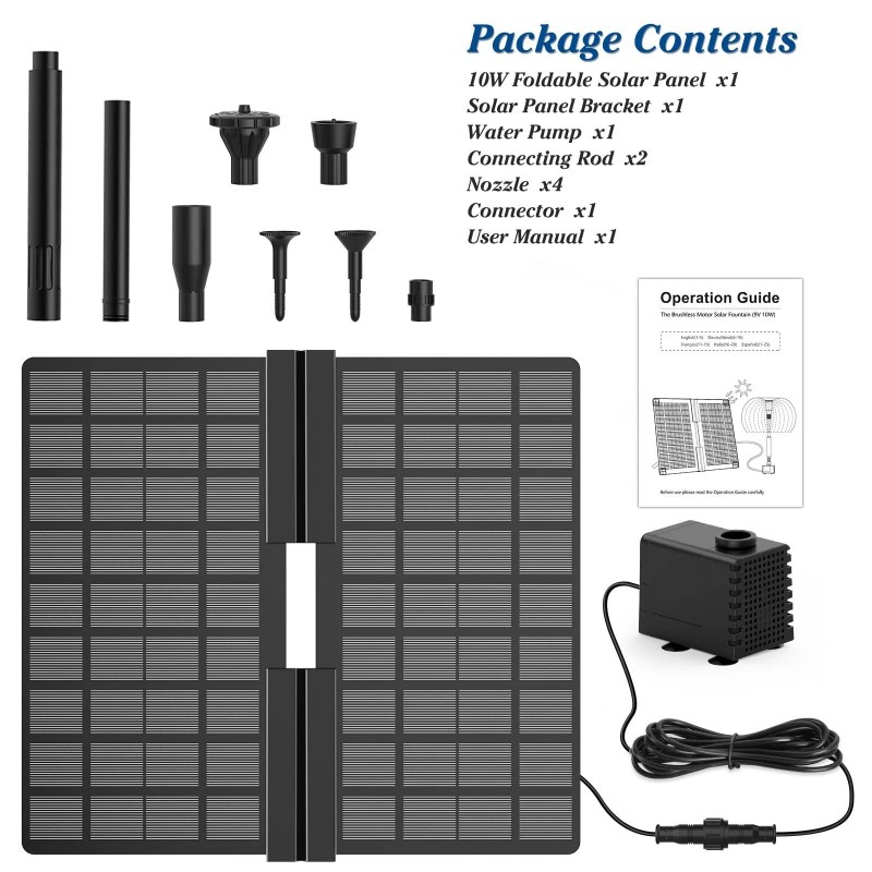 AISITIN Solar Powered Water Fountain Pump with 6 Nozzle,for Ponds,Pool,Fis