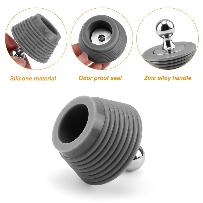 LERANXIN Sink Plug, Spiral Shape Rubber Stopper with Zinc Alloy