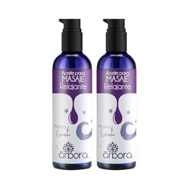 Árbora 2 Pack Aceite para Masaje Lavanda | Relajante Antiestrés | Convierte tu casa en un SPA | Aromaterapia | Aroma relajante y reconfortante | Hidrata tu piel |Con Aceite Esencial de Lavanda | 90ml