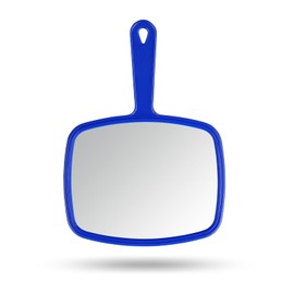 Gladmart Hand Mirror Salon Barber Hairdressing Handheld Mirror with Handle (Square Blue 7.4 x 10.3 inches)