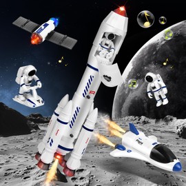 QiquBox Space Rocket Toy for Kids, Space Shuttle Toy for Children Aged 3, 4, 5, 6, 7, 8 Years, Rocket Space Toy Gift for Boys and Girls