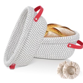 Sourdough Bread Baking Supplies Cotton Rope Proofing Baskets, 10inch Oval, 2 Pack