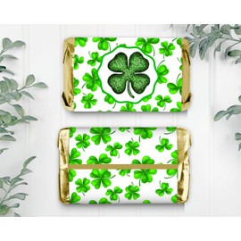 36 St. Patricks Day Mini chocolate candy bar labels, stickers tags for birthday party and baby shower favors, decorations and supplies.
