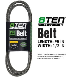 8TEN Belt with Kevlar for Husqvarna LT150 GT200 LT1538 John Deere LT133 X394 Toro 12-38XL 532138255 M126012 88-6240 95 x 1/2