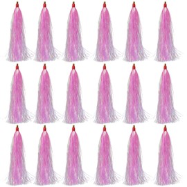 OROOTL Fishing Teasers, 18PCS Mylar Flash Teaser Tail Bucktail Hair Squid Teaser Fishing Bucktail Teasers for Flounder Rigs Saltwater Fishing Bait Rigs for Catfish Bass Trout
