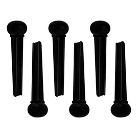 esahpss 6 Pcs Guitar Bridge Pins，Folk Guitar Tail Nail Acoustic Guitar String Nail String Cone String Bollard Cone Tail Nail White Black Instrument Guitar Accessories(Pure Black String Nails)