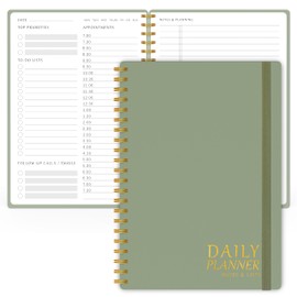 Daily Planner Undated - Simplified To Do List Notebook with Hourly Schedules, Spiral Appointment Organizer, 5.5" x 8.5", Easily Manage Your Tasks and Productivity - Green