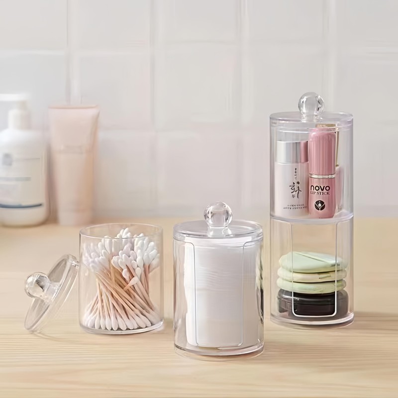 MIGUIWOR 2 Cotton Pad Dispenser, Cotton Bud Container, Cotton Pads