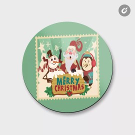 Unbranded Merry Christmas Santa Penguin Snowman Animal | 4'' X 4'' Round Decorative Magnet