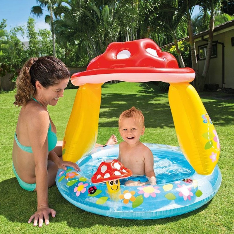 INTEX 57114EP Mushroom Baby Pool: Built-In Mushroom Shade – Soft