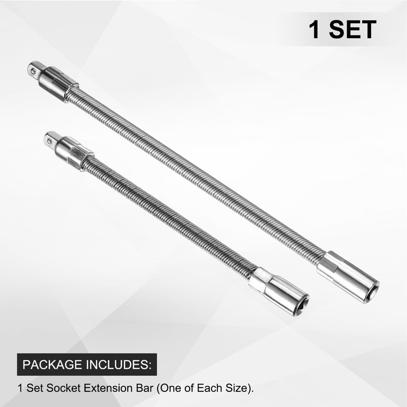 sourcing map 1/4" Drive Flexible Extension Bar Set 6" 8"