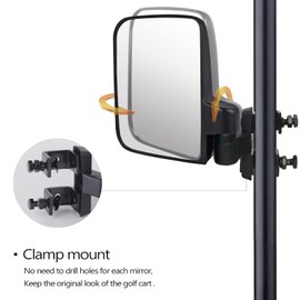 UNIGT Golf Cart Side Mirrors Compatible with Club Car EZ-GO Yamaha and Others No-Drilling Needed Universal Mount to 0.75"-1.0" Windshield Tube