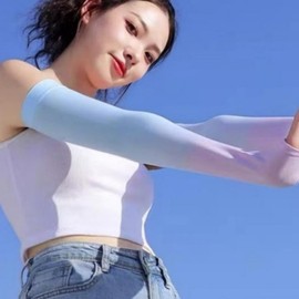 UV Protection Summer Two-Tone Cooling Arm Sleeves for Hiking & Cycling Skin Mint-White 5ea