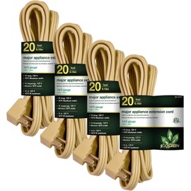 GoGreen Power Inc. (G-25620-4) 14/3 20' Appliance Extension Cord, Beige, 20ft, 4 Pack