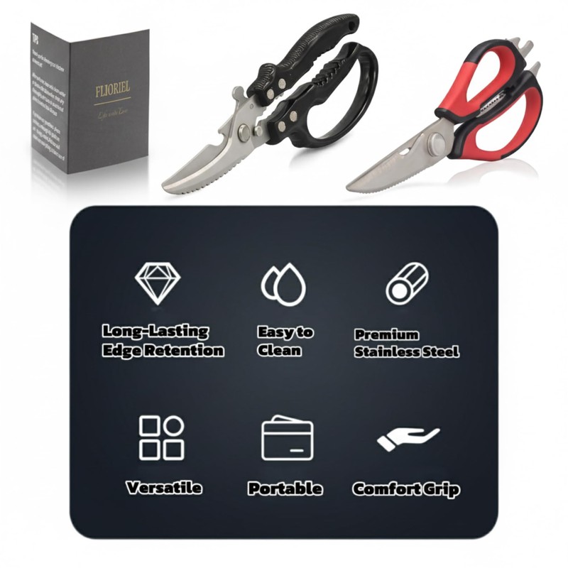 Flioriel 2-Pack Heavy Duty Kitchen Shears - Ultra Sharp All