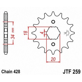JT Sprockets JTF259.16 - Piñón Delantero de Acero 16T, Color Negro