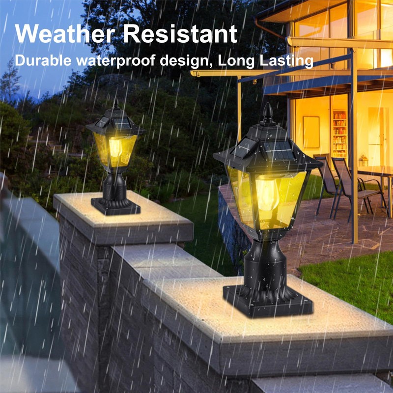 DARIISI 2 Pack Solar Post Lights, Motion Sensor Solar Lamp