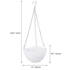 Foraineam 8 Pack White Hanging Planters Self-Watering Indoor Outdoor Garden Flower Plant Pot Containers with Drainer and Hanging Chain