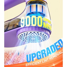 POPCHOSE Fabric Shaver, Lint Remover for Clothes, Lint Shaver with 6-Leaf Blades, 2 Speed Sweater Shavers to Remove Pilling for Clothing, Couch, Furniture, Fuzz, USB Rechargeble, Purple