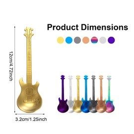 Guitar Coffee Spoons - TRACOMPAN 7 Pcs Stainless Steel Teaspoons with Novelty Design, Perfect for Coffee, Tea, Ice Cream & Dessert, Unique Gifts for Men (Birthdays, Novelty Gifts, Tableware)​