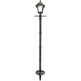 Gama Sonic Baytown Solar Lamp Post, Black Outdoor Durable with Bright White LED, Includes EZ Ground Anchor, 77-in Height with Post (105SG01)