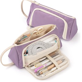 Pen Storage Bag Twill Open Window Fashionable Multifunctional Lovely Large Capacity Pencil Pouch for School Type 14 Purple