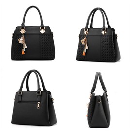 KEEPOP Women Purses Satchel Handbags Ladies Designer Top Handle Tote Bag PU Leather Bag Black