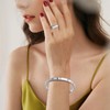 Silver Friendship Love Bracelet with Ring Jewelry Set for Women