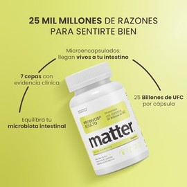 Matter Probivos Adultos, Probióticos 25 Billones de UFC con L-Glutamina, Tecnología de Microencapsulado, Apoyo Digestivo, Metabólico e Inmunológico, 1