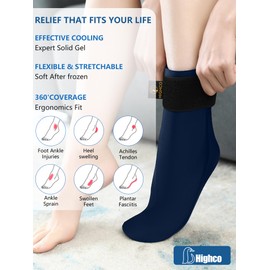 highco Ankle Ice Pack Wrap for Swelling and Injuries Recovery,Cooling Ice Sock for Foot,Ice Pack for Ankle Compression,Plantar Fasciitis & Achilles Tendonitis Relief,Navy Blue