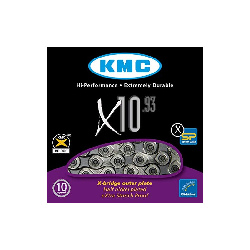 KMC KMC030 10 Speed Chain - Silver, 1/2 x 11/128