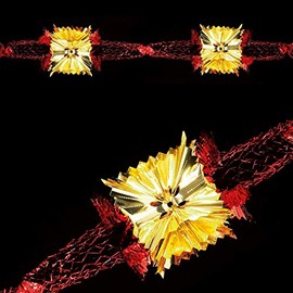 Christmas Foil Ceiling Decoration 20cm 4 Section Full Garland - Red gold Ceiling Decorations Christmas Premier by Premier