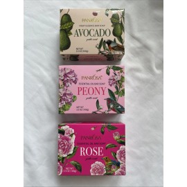 Panrosa {Lot of 3} Essential Oil Bar Soap by Panrosa - Peony Gentle Rose Avocado Scents