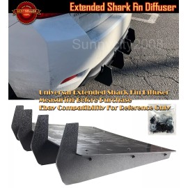 SDeelCase 23" x 22" Rear Bumper Diffuser Wind Blade Extension Splitter 4 Fins For Subaru