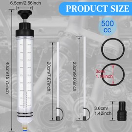 Gisafai 500cc Fluid Extractor Automotive Pump Manual Oil Extractor Pump Syringe for Gasoline Hand Cleaner for Power Steering, Hydraulic Fluid(Black)