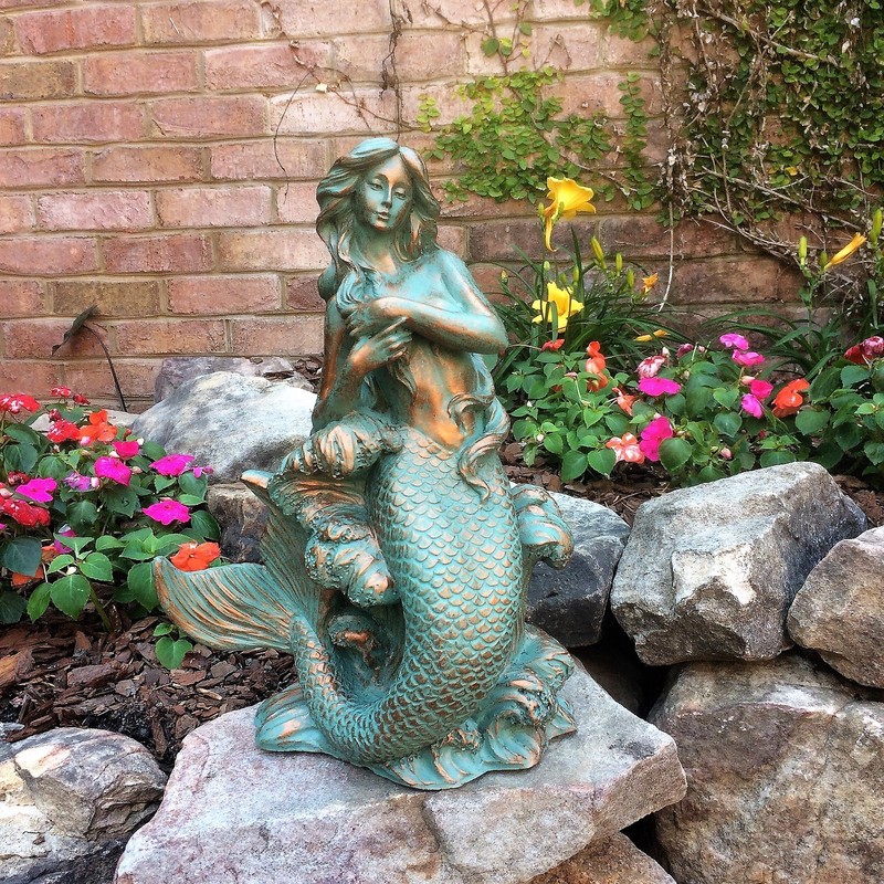 3 Piece Mermaid Table Top Bronze Patina Beach and Pool