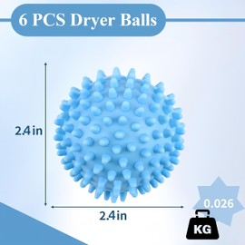6 Pack Laundry Balls for Dryer, Dryer Balls Laundry Reusable, Dryer Ball Plastic Pellet Packs for Fabric Soften, Reduce Wrinkle and Less Static Cling