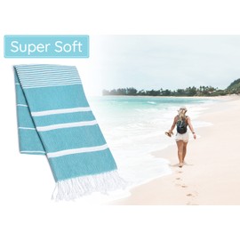 Mebien touche de la nature Turkish Towels Beach Towels Oversized (35”x67”) Beach Towels for Adults Quick Dry and Sand Free Beach Towel Beach Blanket 100% Cotton Turkish Towel - Teal