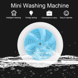 Mini Portable Washing Machine - Ultrasound Turbo Washer for Travel Laundry and Household Cleaning (Blue)