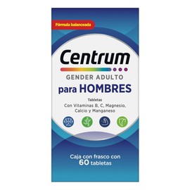 Centrum Multivitaminico Gender Adulto Hombre com Magnesio, Vitamina C, Calcio y Zinc, 60 Tabletas                                                     
