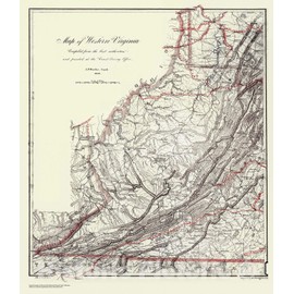Historic Pictoric Vintage Map - Map of Western Virginia, VA, 1862 Civil War Map - Vintage Wall Art - 20in x 24in