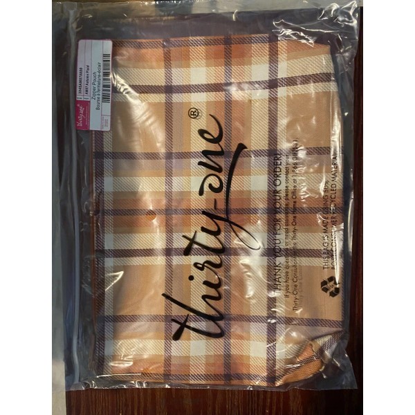 Thirty-One Thirty One Zipper Pouch in Autumn Plaid NWT