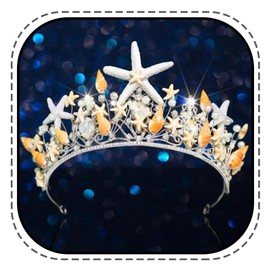 Evlry Seestern-Krone und Diademe, silbernes Perlenstirnband, Sommer Brautkronen, Strand Partys Hochzeitshaarschmuck für Frauen