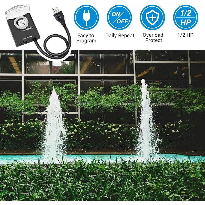 DEWENWILS Outdoor Electrical Outlet Timer Switch Plug in Waterproof Light