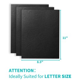 Binditek 50 Pack 13 Mil Grain-Texture Paper Binding Presentation Covers, 90lb, 250 GSM, Letter Size Binding Back Covers, 8-1/2 x 11 Inches, Un-Punched, Square Corner, Black, Office Supplies
