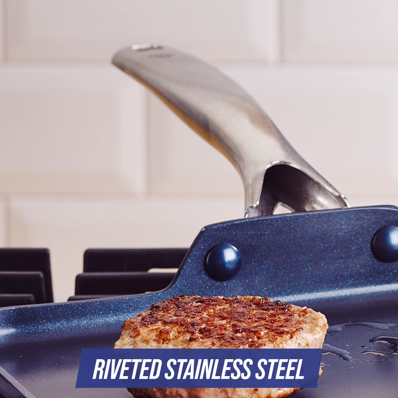 Blue Diamond 11" Nonstick Square Griddle Pan, Non Toxic PFAS-Free