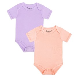 Jimonda Baby Bodysuits Rayon from Bamboo Short Sleeve Baby Boys Girls Rompers Soft Outfits Newborn Clothes (Blush&Violet,12-18 Months)
